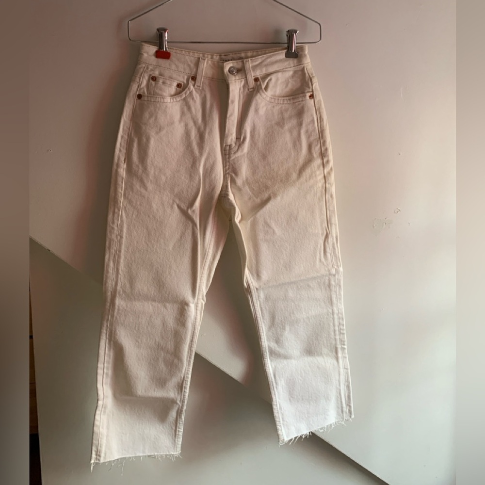 Topshop Off-White High-Waisted Jeans